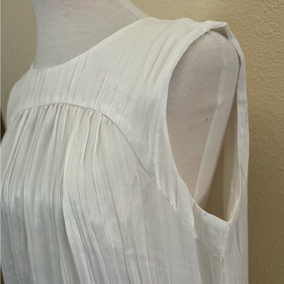 Alfani Pleated Midi Desert Breeze White Tiered Sleeveless Dress L - Picture 4 of 13